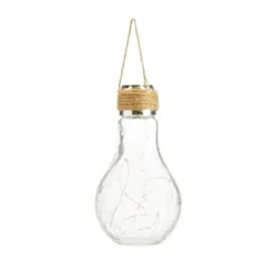 Suspension solaire Happy verre craquelé à 8 mini LED blanc chaud 17 cm