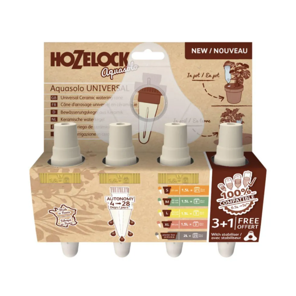 Système d'arrosage coloris jaune Hozelock Aquasolo - Pour pot taille L Pack 3 + 1