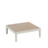 Table basse avec assise possible coloris beige en aluminium Sollya - 72 x 72 x 26 cm