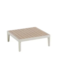 Table basse avec assise possible coloris beige en aluminium Sollya - 72 x 72 x 26 cm
