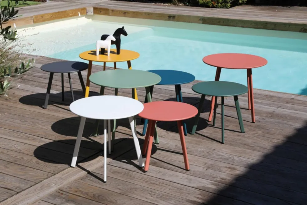Table basse bleu Massai - Ø45cm x 39cm