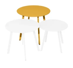 Table basse en acier coloris miel Proloisirs Massaï -Ø50 x H43 cm