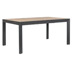 Table Calla naturel avec allonges coloris bois en aluminium - 220/340 x 100 cm