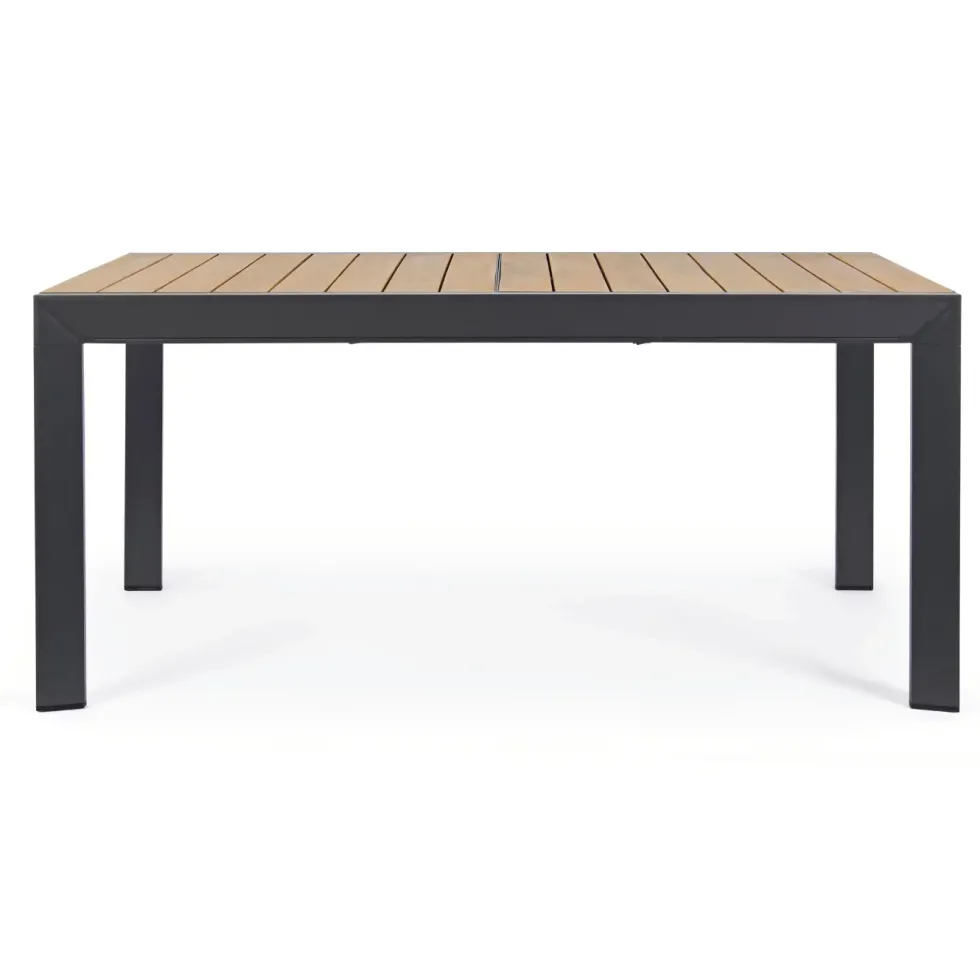 Table Calla naturel avec allonges coloris bois en aluminium - 220/340 x 100 cm