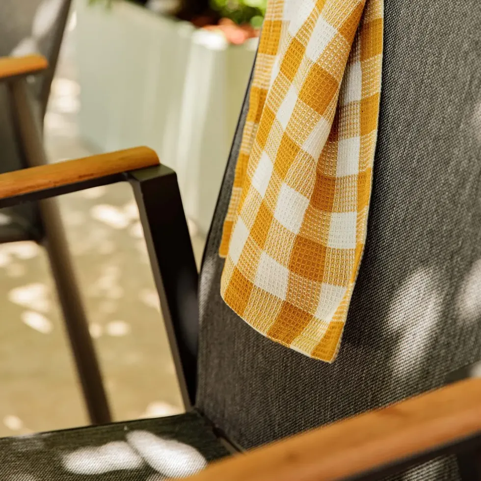 Table Calla naturel avec allonges coloris bois en aluminium - 220/340 x 100 cm
