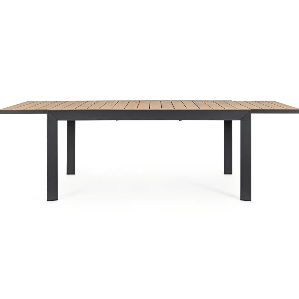 Table Calla naturel avec allonges coloris bois en aluminium - 220/340 x 100 cm