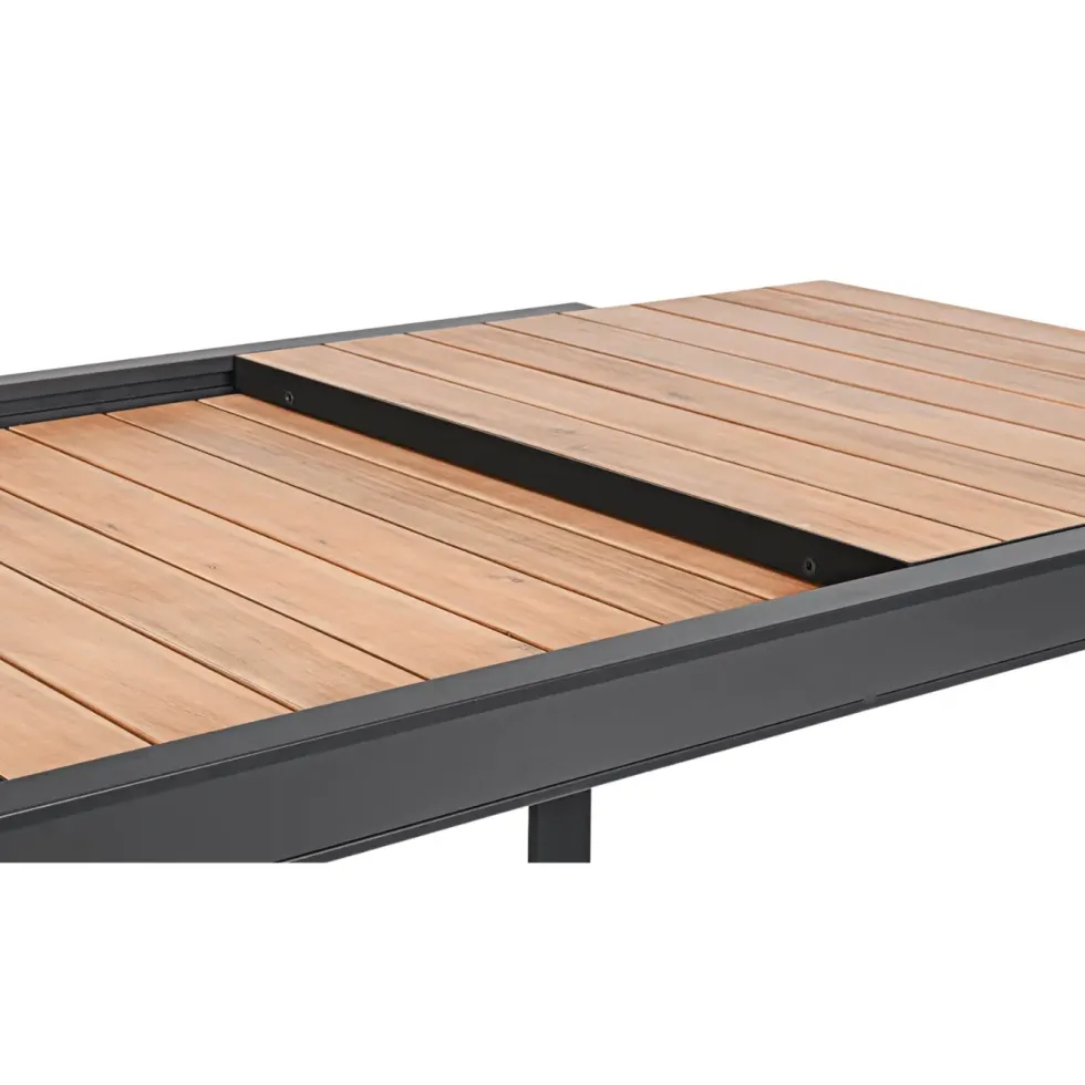 Table Calla naturel avec allonges coloris bois en aluminium - 220/340 x 100 cm