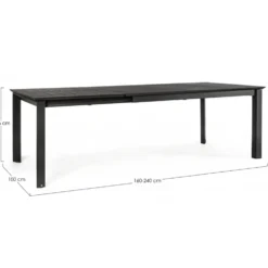 Table de jardin extensible anthracite BIZZOTTO konnor - 160/240x100cm
