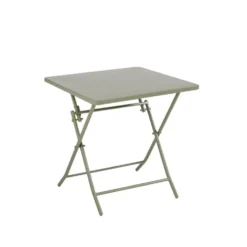 Table de jardin pliante Clivia coloris vert amande en acier - 70 x 70 x 71 cm