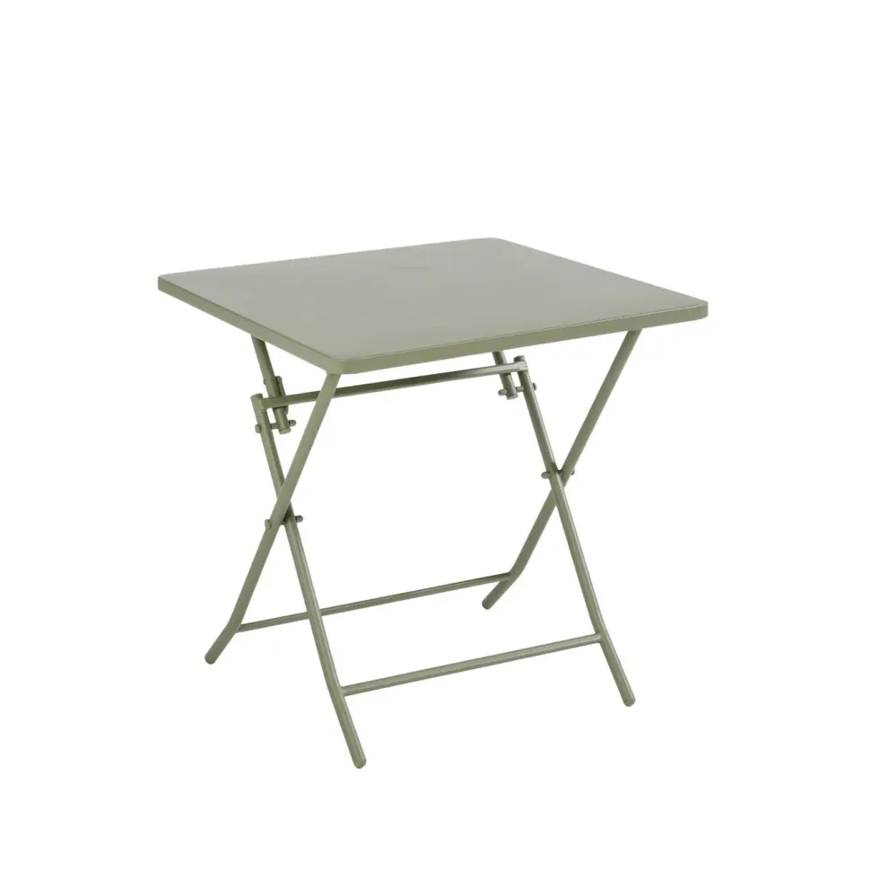 Table de jardin pliante Clivia coloris vert amande en acier - 70 x 70 x 71 cm