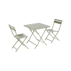 Table de jardin pliante Clivia coloris vert amande en acier - 70 x 70 x 71 cm