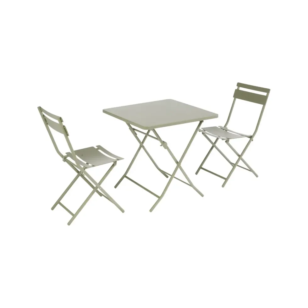 Table de jardin pliante Clivia coloris vert amande en acier - 70 x 70 x 71 cm