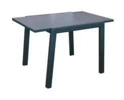 Table extensible en aluminium/verre, graphite/gris PROLOISIRS Elise - 90/170x90cm