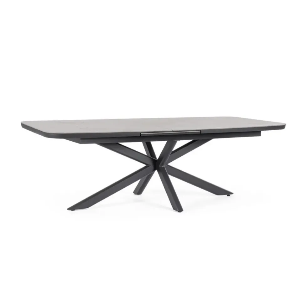 Table extensible en aluminium anthracide et pierre sintérisée Bizzotto Pascal Anthracite