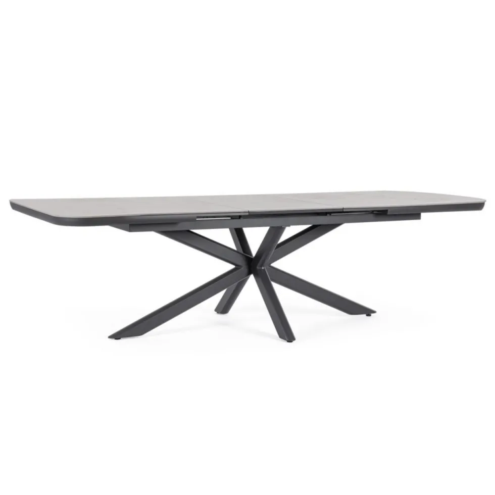 Table extensible en aluminium anthracide et pierre sintérisée Bizzotto Pascal Anthracite