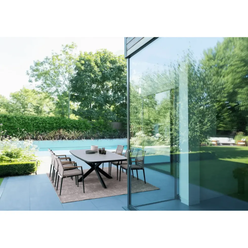 Table extensible en aluminium anthracide et pierre sintérisée Bizzotto Pascal Anthracite