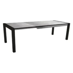 Table extérieure coloris noir mat/Gris Métal en aluminium Stern - 174/214/254 x 90 x 75 cm