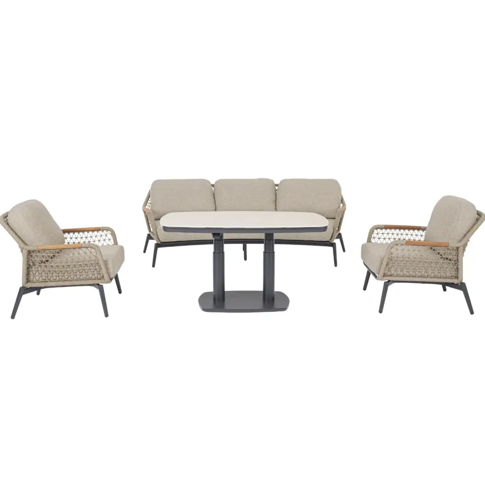 Table réglable anthracite en aluminium Bizzotto Talete - 135 x 83 x 51/72 cm