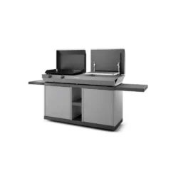 Table roulante fermée pour combi en acier noir et gris 223 x 60 x 99 cm
