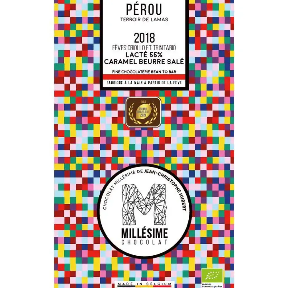 Tablette de chocolat du Pérou au lait et caramel beurre salé 75 g