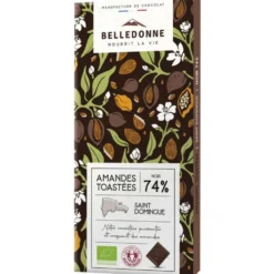 Tablette de chocolat noir 74 % aux amandes bio - 100 g