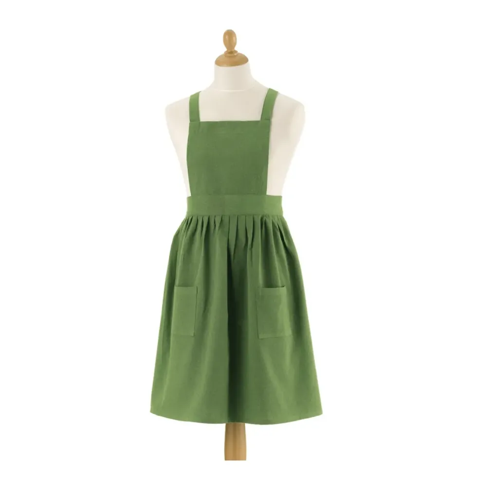 Tablier en coton recyclé et polyester vert Eva - 95 x 85 cm