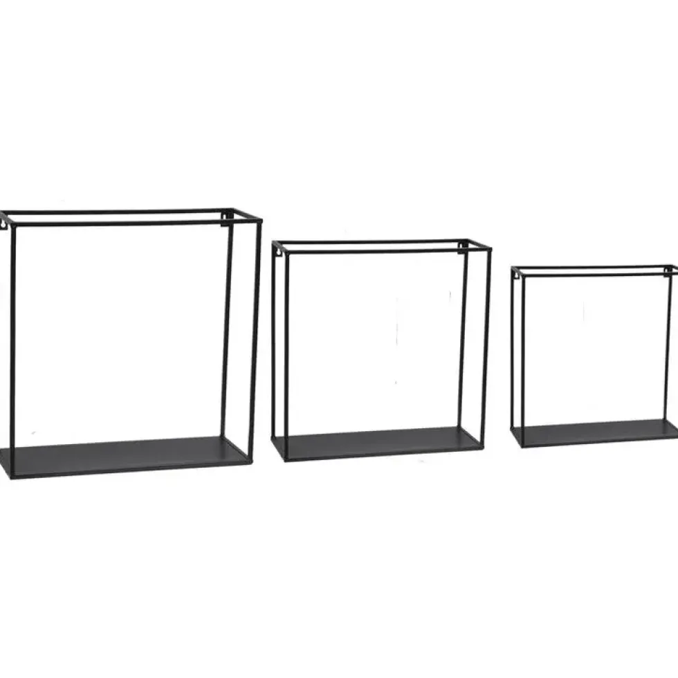 Étagère murale métallique noire grand modèle - 45 x 17 x 45 cm