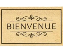 Tapis brosse coco beige imprimé noir Sweetsol Bienvenue - 75 x 45 cm