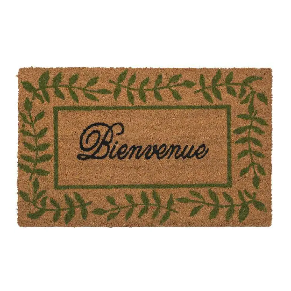 Tapis brosse coco écru imprimé noir Sweetsol Bienvenue - 75 x 45 cm