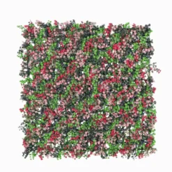 Tapis carré végétal mural vert et fleuri avec protection UV - 50 x 50 cm
