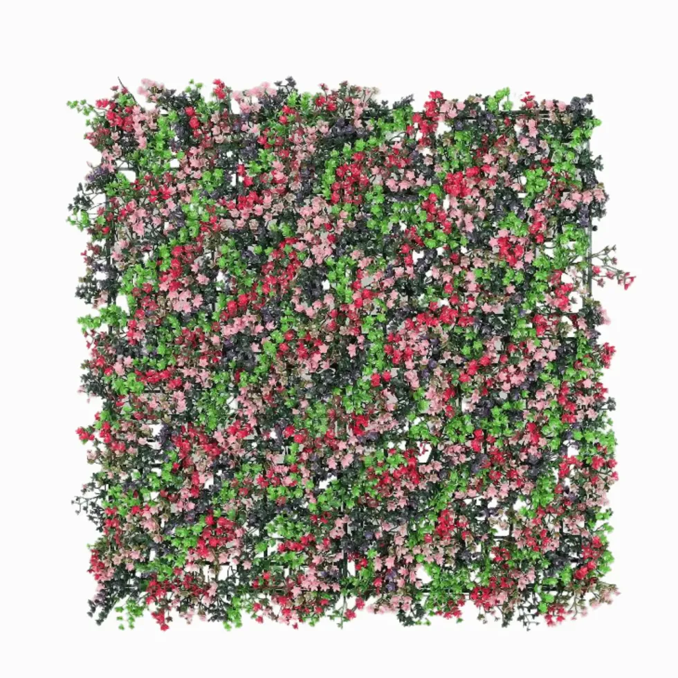 Tapis carré végétal mural vert et fleuri avec protection UV - 50 x 50 cm