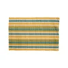 Tapis tissé à lignes jaunes et bleues en coton - 60 x 90 cm
