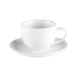 Tasse à café avec sous-tasse en porcelaine blanche Ecume - 9 cl