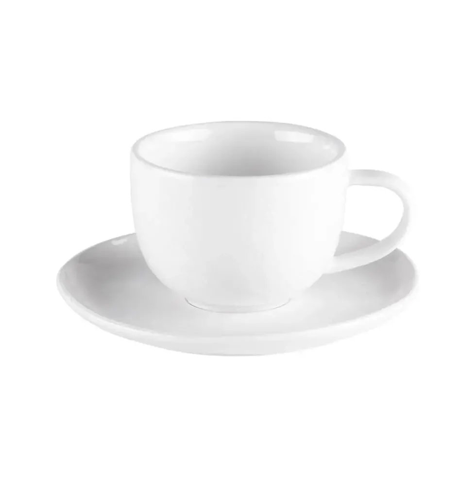 Tasse à café avec sous-tasse en porcelaine blanche Ecume - 9 cl