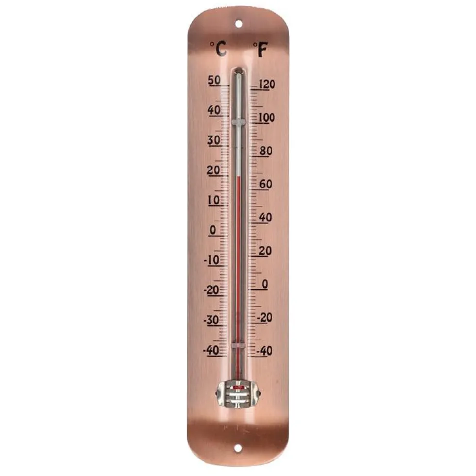Thermomètre plaqué cuivre - 30 x 6,6 cm