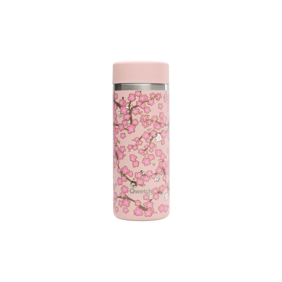 Théière isotherme en inox à motifs fleurs rose pastel Qwetch - 400 ml