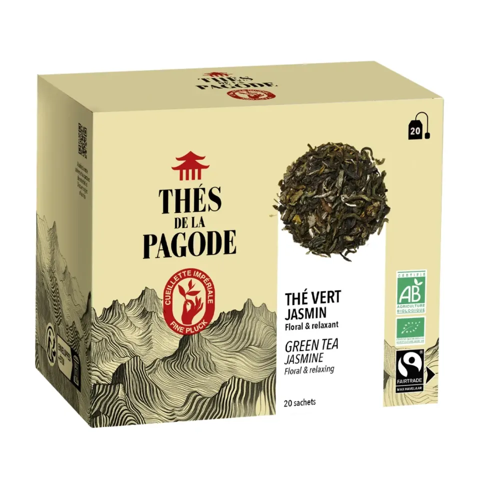 Thé vert au jasmin bio et équitable Thés de la Pagode - 20 infusettes