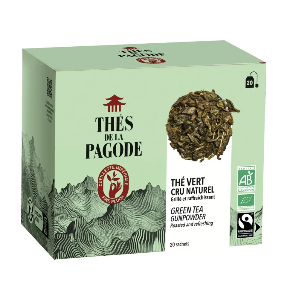 Thé vert cru naturel bio et équitable Thés de la Pagode - 20 infusettes