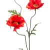 Tige de coquelicot artificiel orange 3 fleurs - 20 x 15 x 90 cm