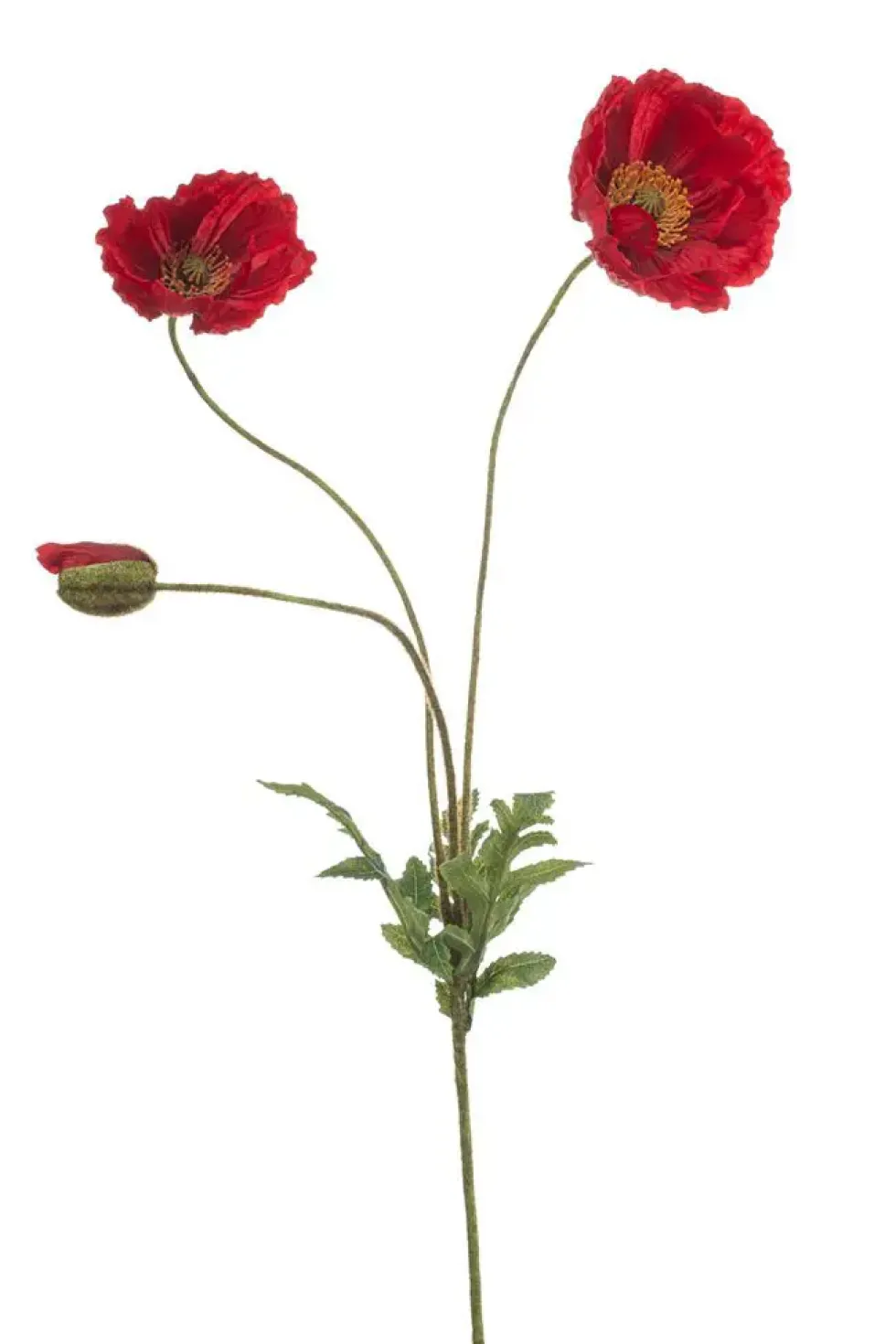 Tige de coquelicots artificiels rouges 3 fleurs - 25 x 25 x 75 cm