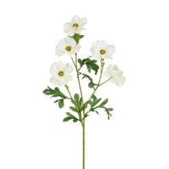 Tige de renoncule artificielle en plastique recyclé crème - 63 cm
