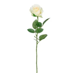 Tige de rose artificielle en plastique recyclé crème - 62 cm