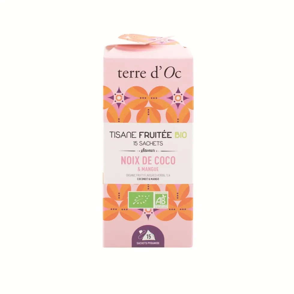 Tisane bio fruitée coco mangue Terre d’Oc - 15 infusettes
