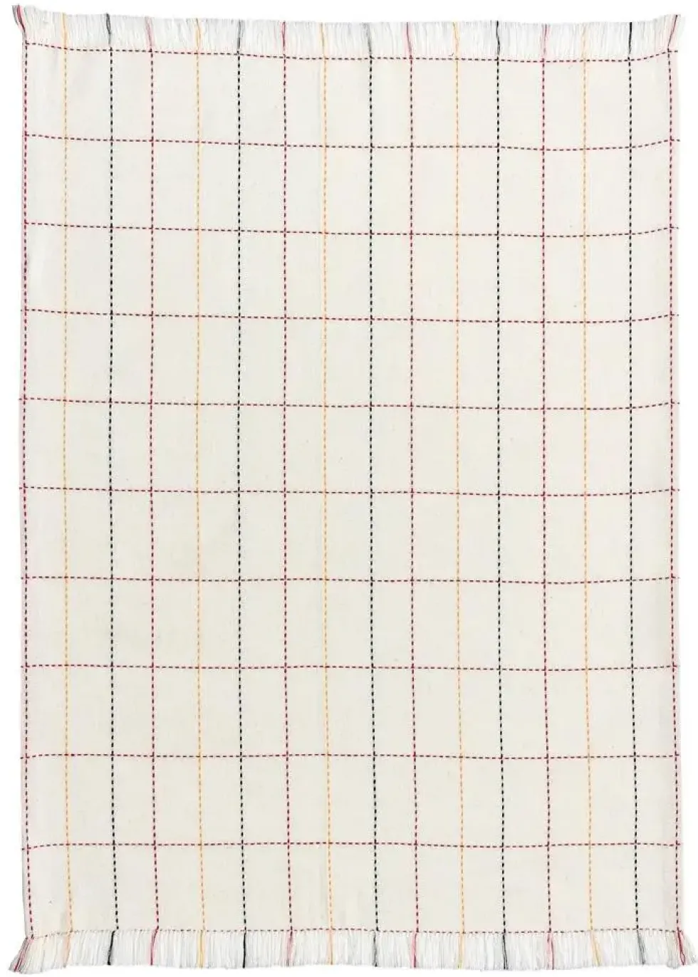 Torchon en coton recyclé blanc à carreaux multicolores Winckler Luan - 50 x 70 cm
