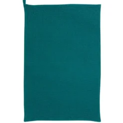 Torchon en tissu coton nid d’abeille uni bleu paon Winkler Mumba - 50 x 70