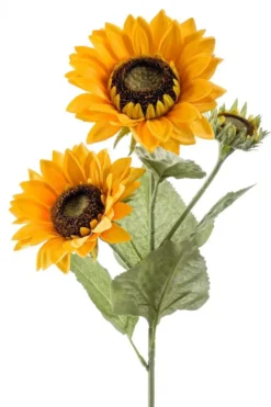 Tournesol artificiel jaune sur tige x3 - 25 x 15 x 90 cm