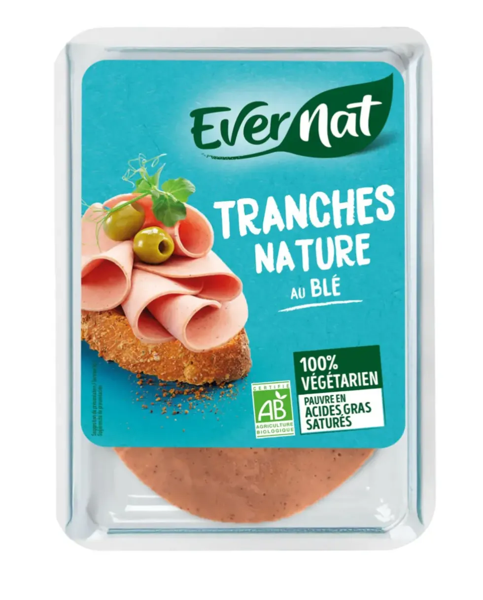 Tranches végétariennes nature au blé bio Evernat - 100 g