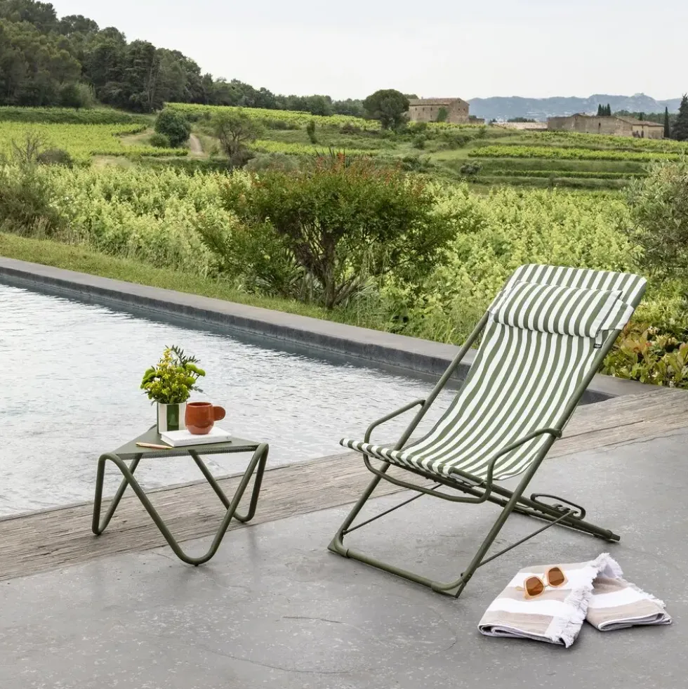 Transat transaswing colorblock Lafuma coloris vert structure en acier - 60 x 83 x 91 cm