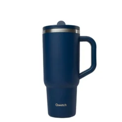 Travel cup isotherme en inox avec bouchon étanche Qwetch Matt bleu nuit - 900 ml
