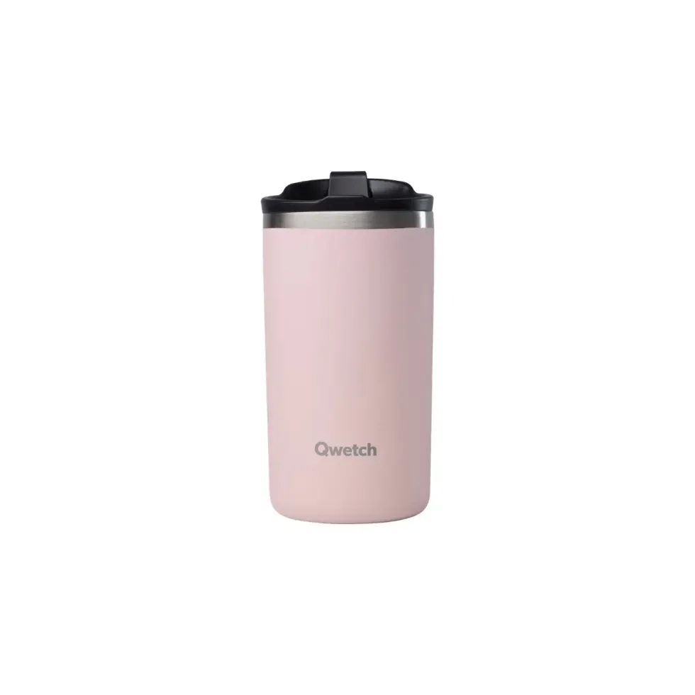 Travel mug isotherme en inox Qwetch Matt rose pastel - 350 ml